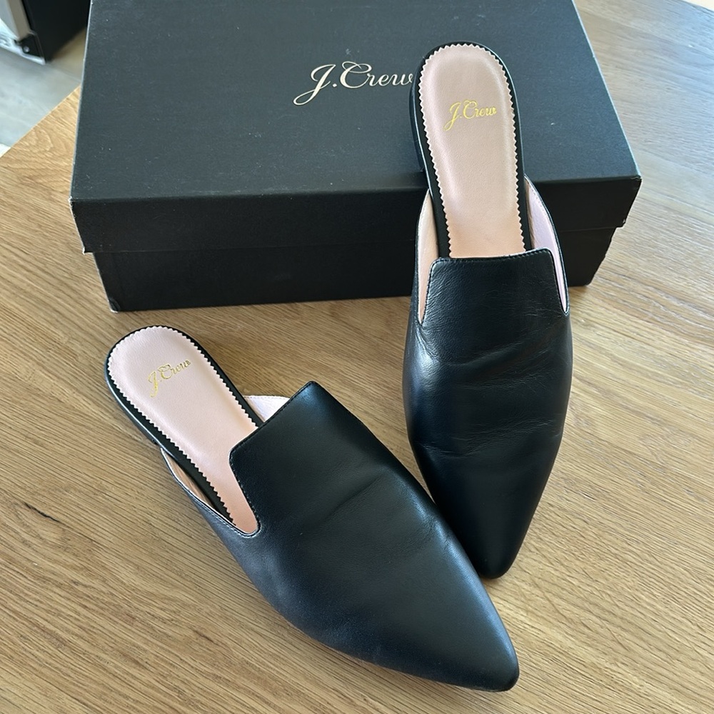 J. Crew Pointed-Toe Slides Or Mules In Leather, B… - image 2